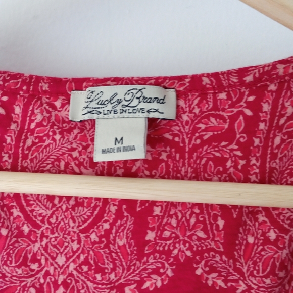 Lucky Brand M Red Embroidered Tunic Style Tank - Picture 3 of 9